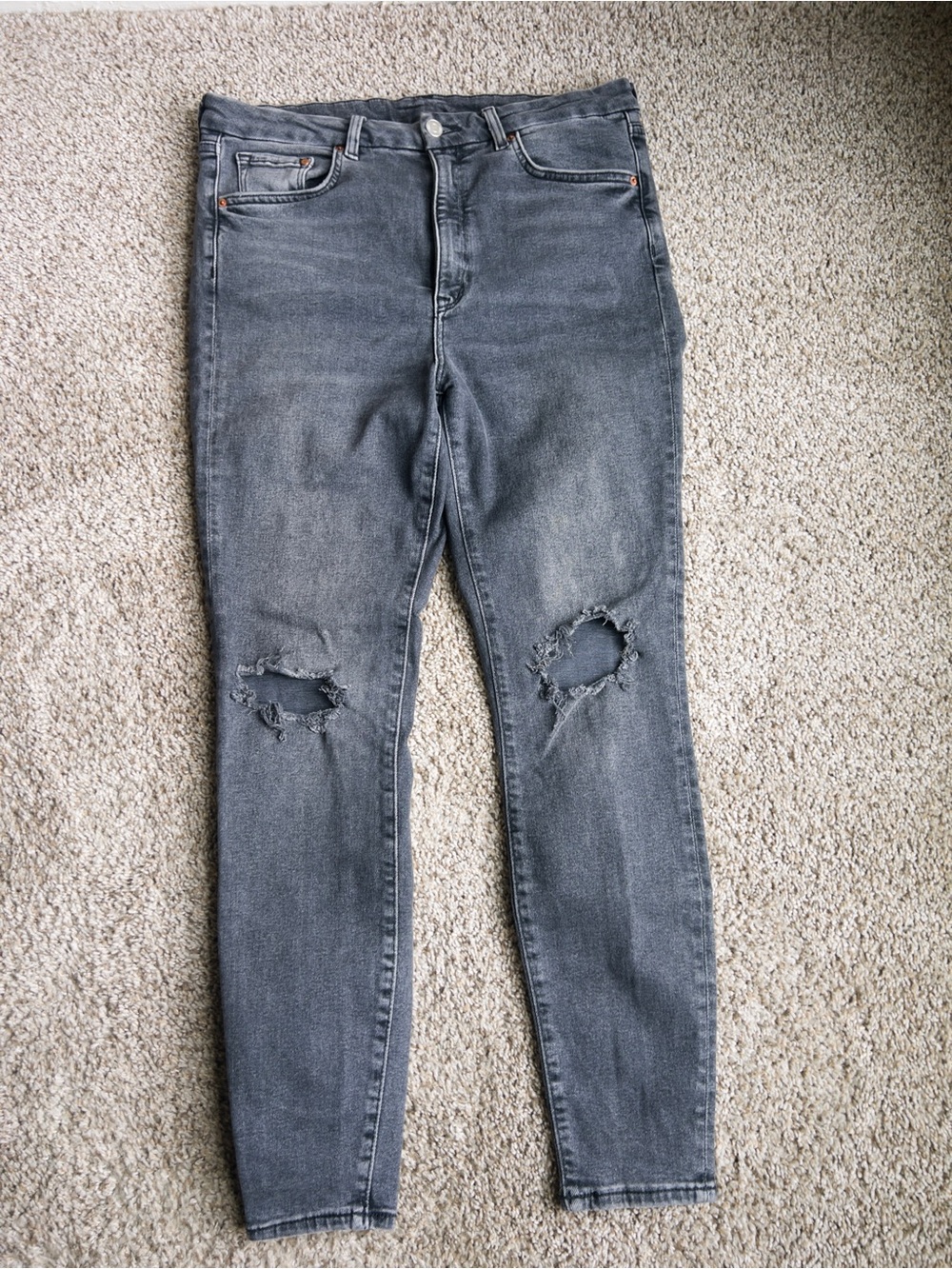 H&M Gray Distressed High-Rise Skinny Jeans